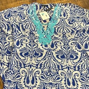 Blue and White Women's Coverup